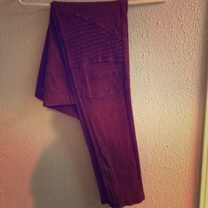 Beulah Burgundy Moto Jeggings